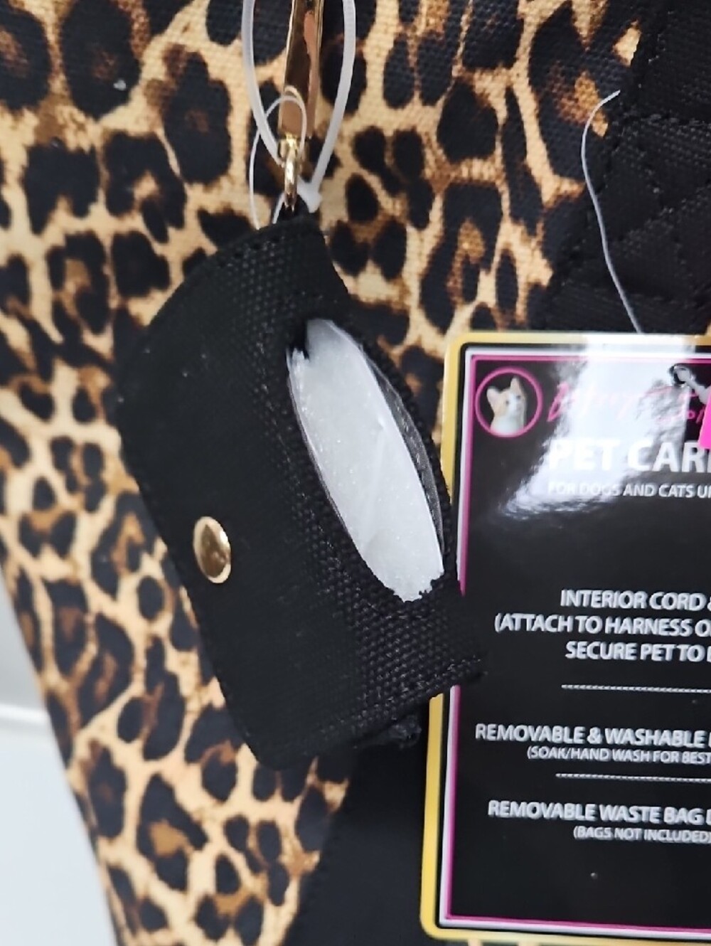 Betsey Johnson Leopard-Print Pet Carrier Tote - Black & Tan - Picture 6 of 8